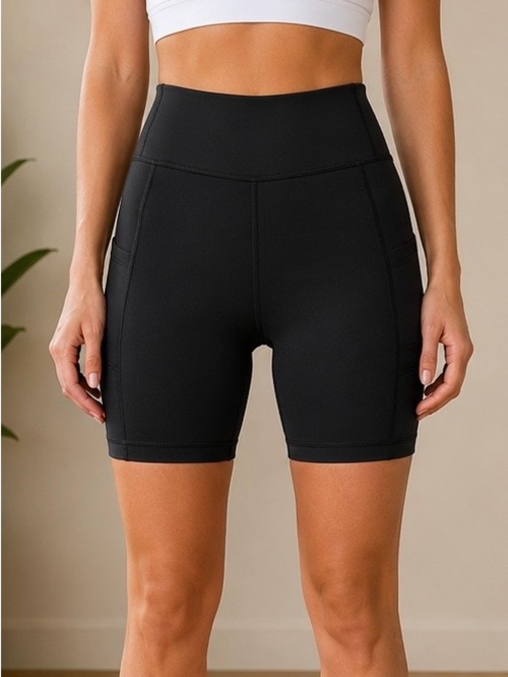 YPB Your Personal Best Black High Rise Pocket Biker Shorts XS